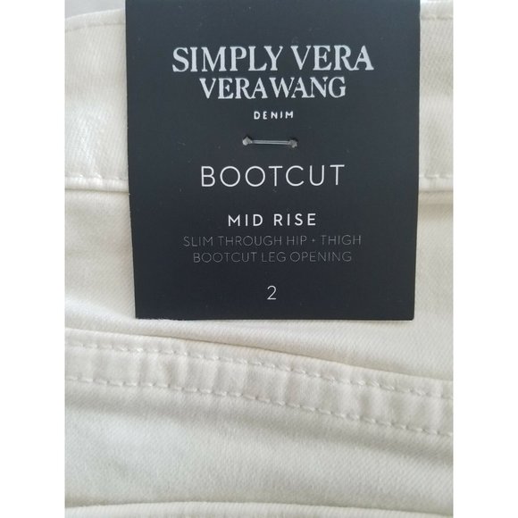 Simply Vera Wang Women's Bootcut Mid Rise Jeans Color Ivory Silk Size 2 New - Picture 4 of 8